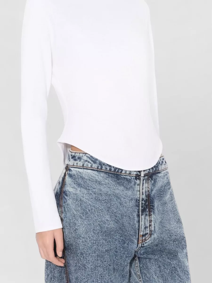 Alaïa Petal Denim Trousers Side Slit Lace Up
