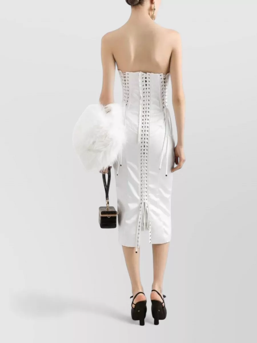 Dolce&Gabbana Strapless Midi Dress Corset Bodice Detail