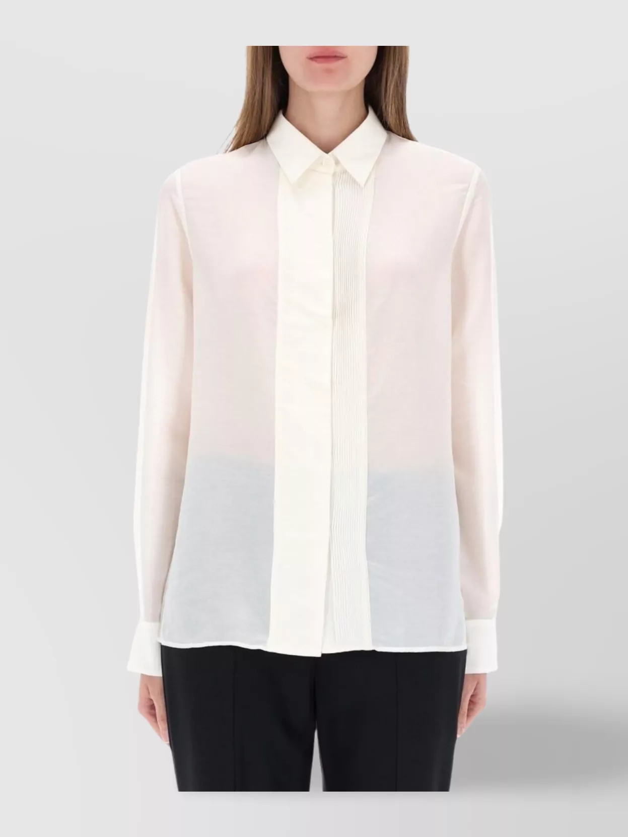Boss Sheer Long Sleeve Top With Buttoned Cuffs
