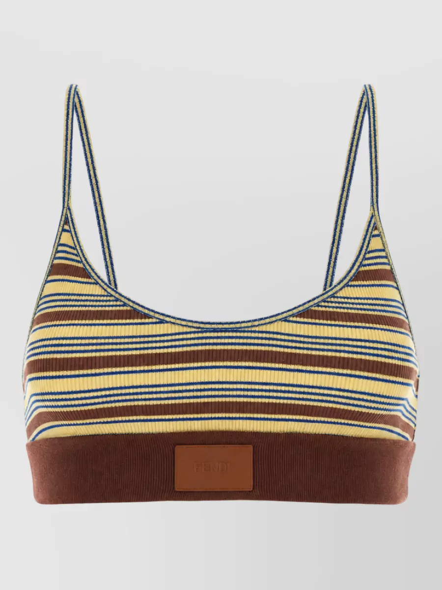 Fendi embroidered stretch cotton crop top