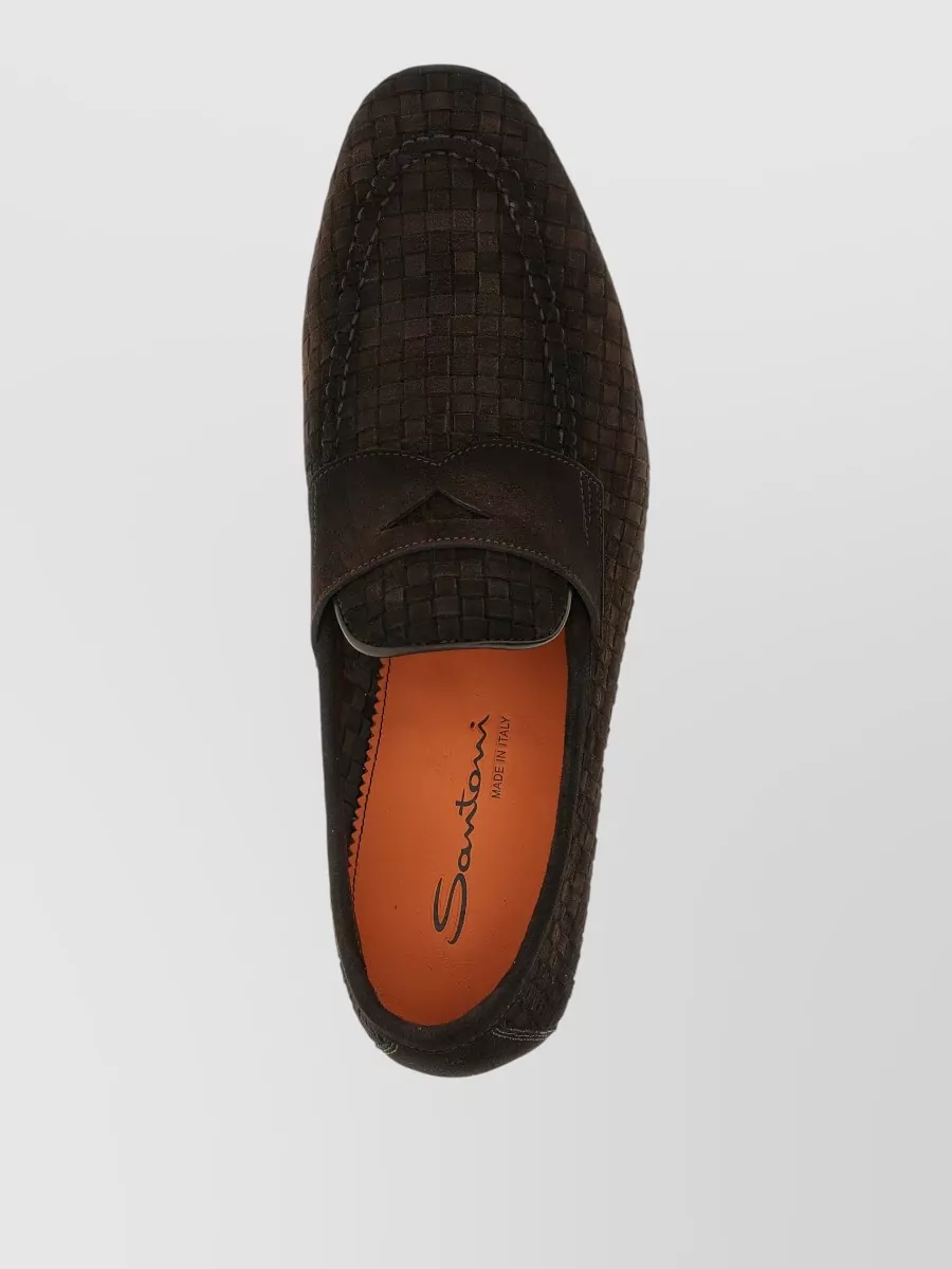 Santoni Suede Penny Loafers