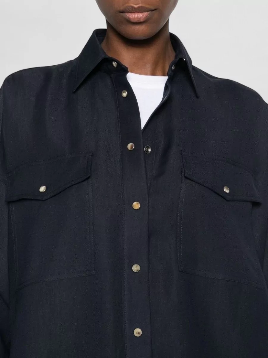 Brunello Cucinelli Linen Shirt Long Sleeves Collared Neck