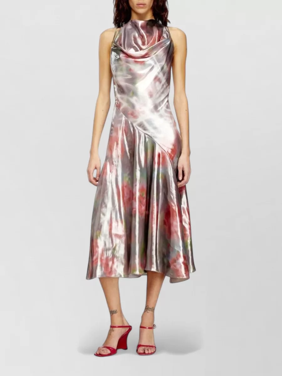 Diesel Floral print halterneck open back midi dress