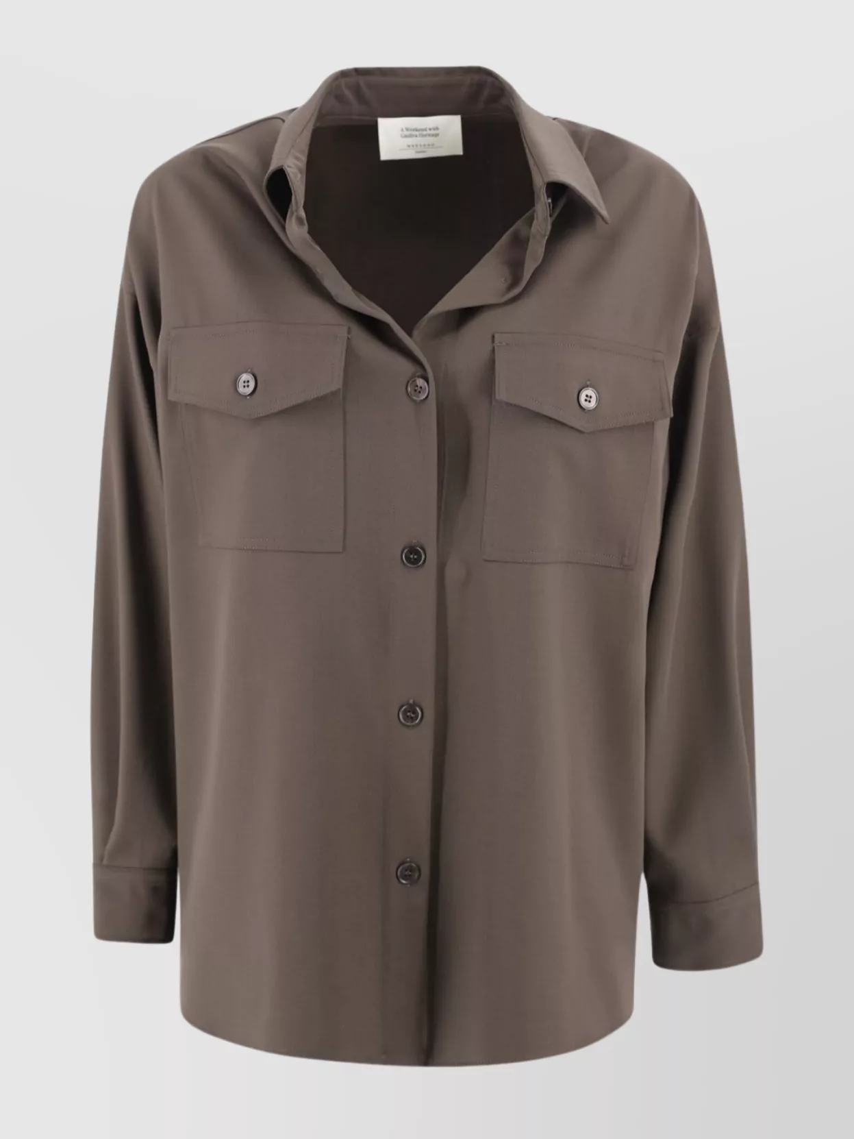 Weekend Max Mara Wool Shirt With Loose Cut And Front Pockets In Brown