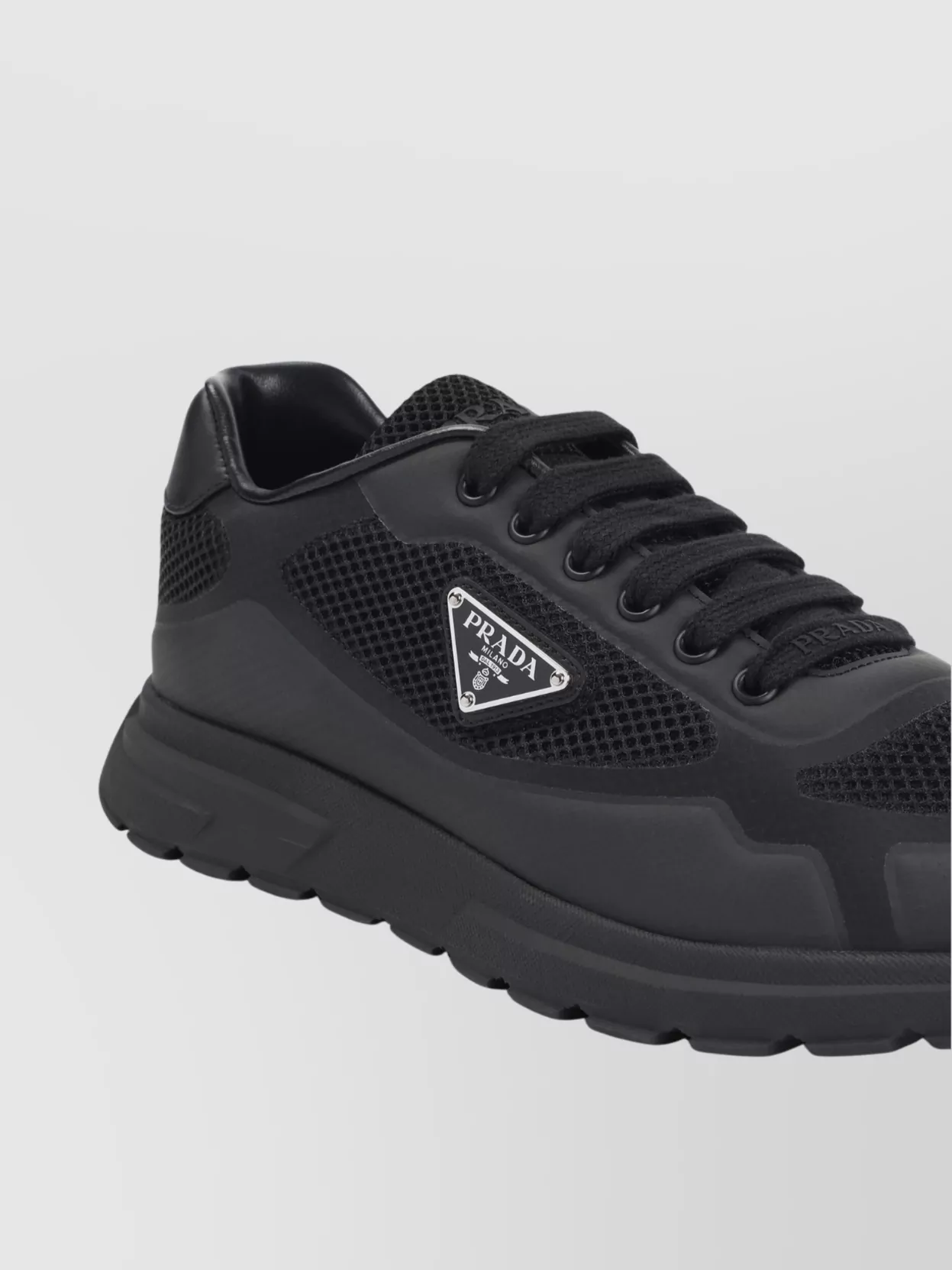 Prada Round Toe Mesh Panel Sneakers