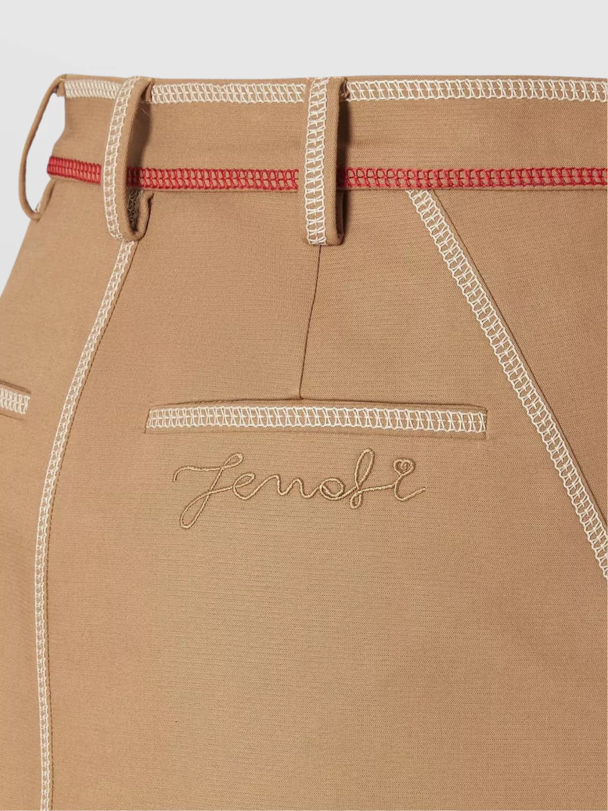 Fendi Compact Skirt Back Pockets In Neutral