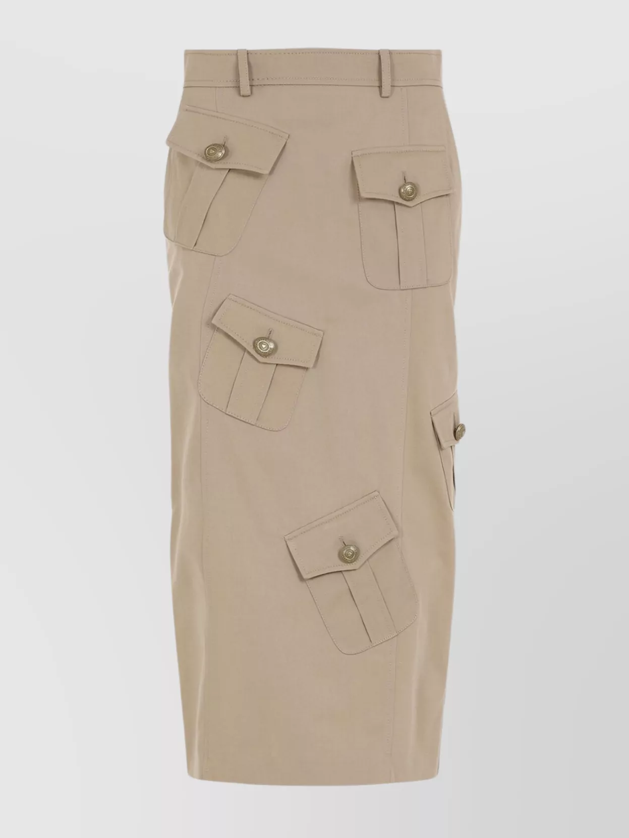 Moschino Wool And Cotton Blend High-waisted Skirt In Neutrals