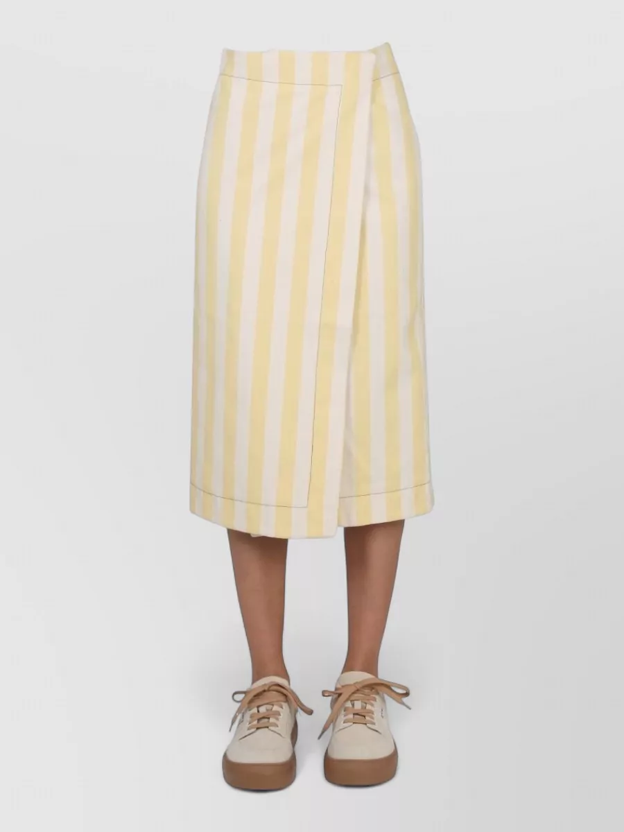 Sunnei High Waisted Striped Wrap Midi Skirt Belt