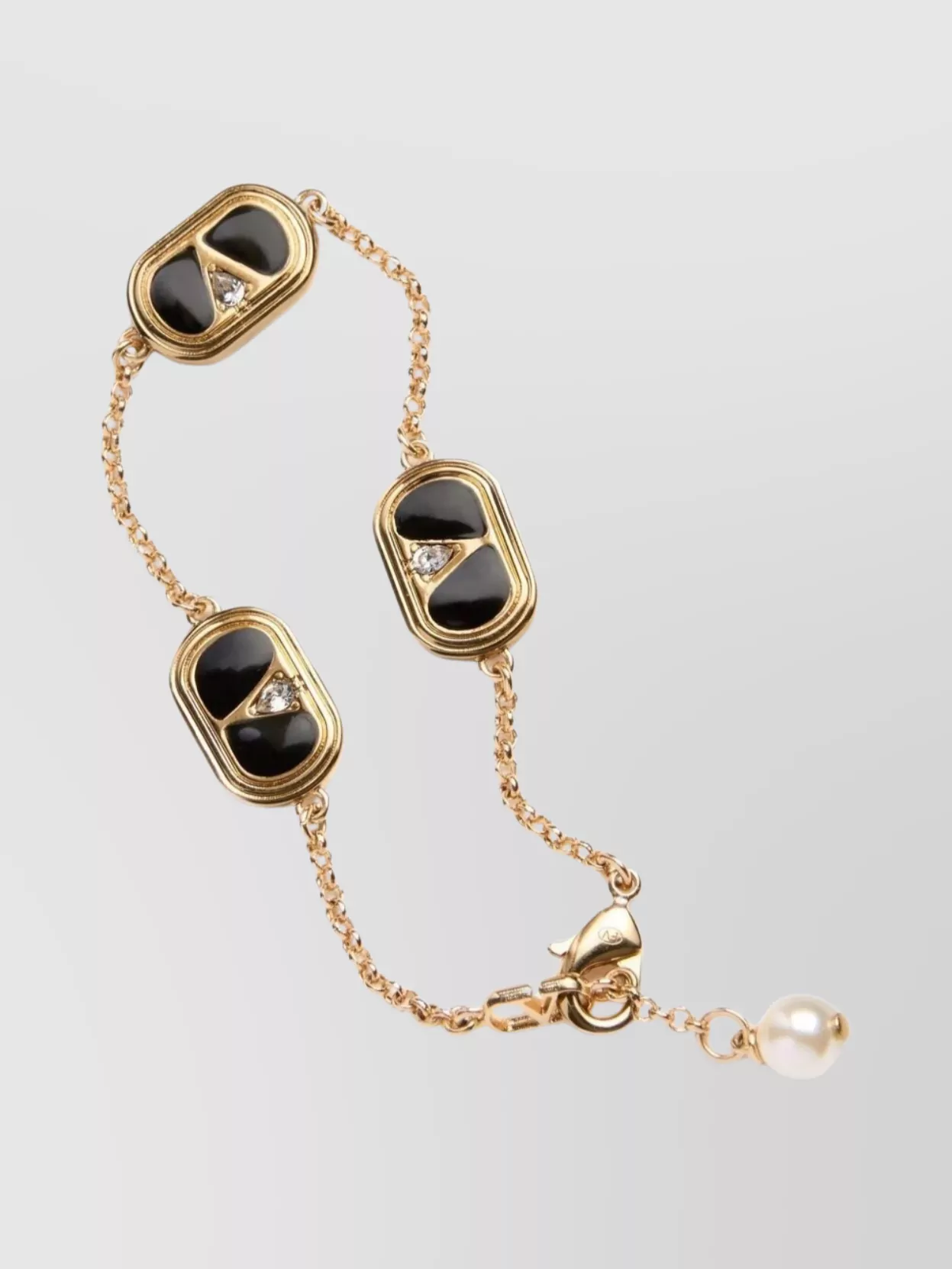 Valentino Garavani Logo Chain-Link Bracelet Crystal Embellishment