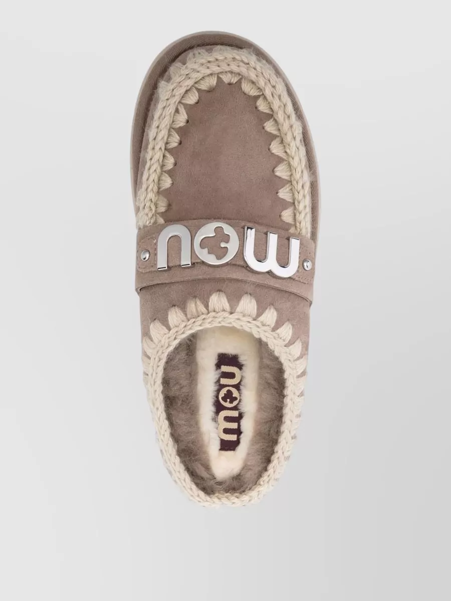 Mou Sheepskin Leather Clog Slippers