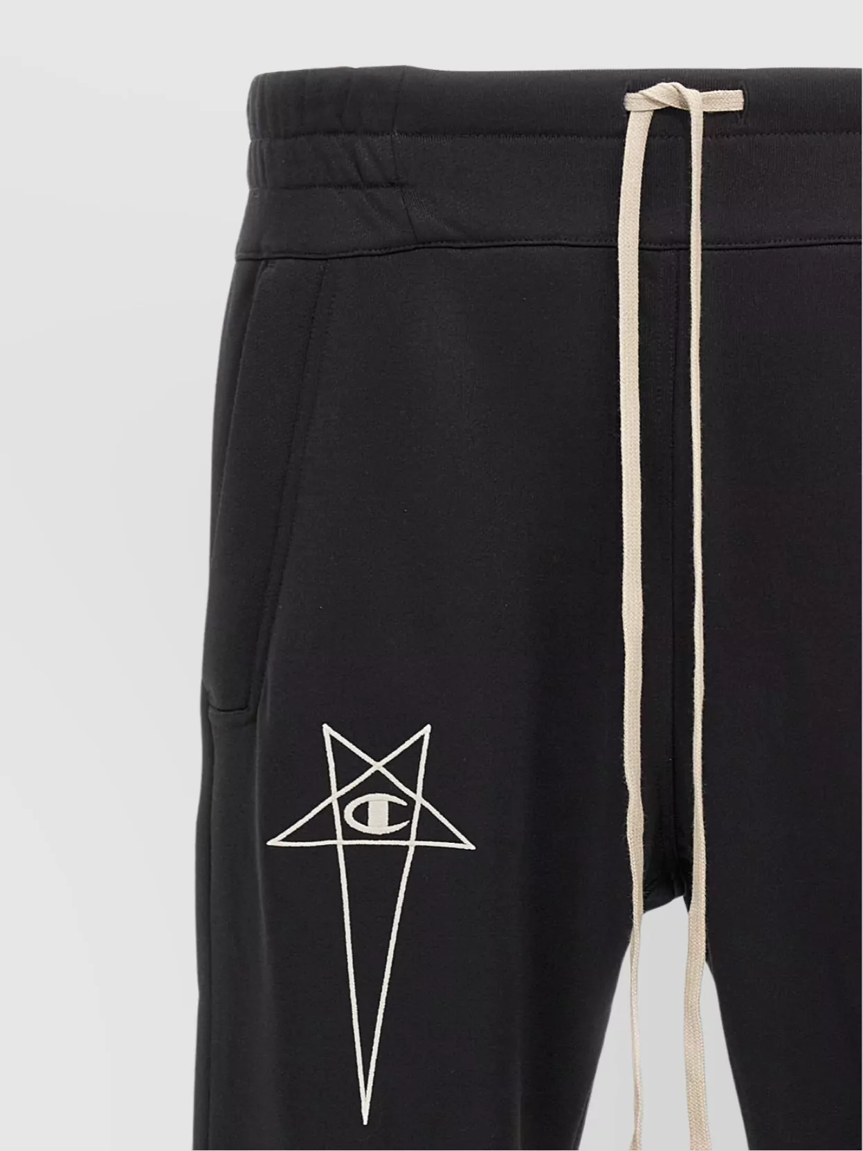 Rick Owens Black Champion Edition Prisoner Drawstring Sweatpants