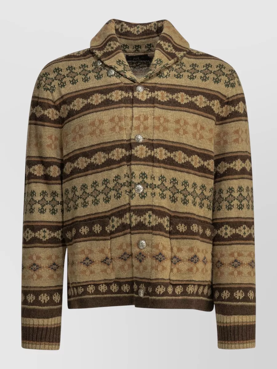 Rrl By Ralph Lauren Linen Silk Wool Knit Cardigan