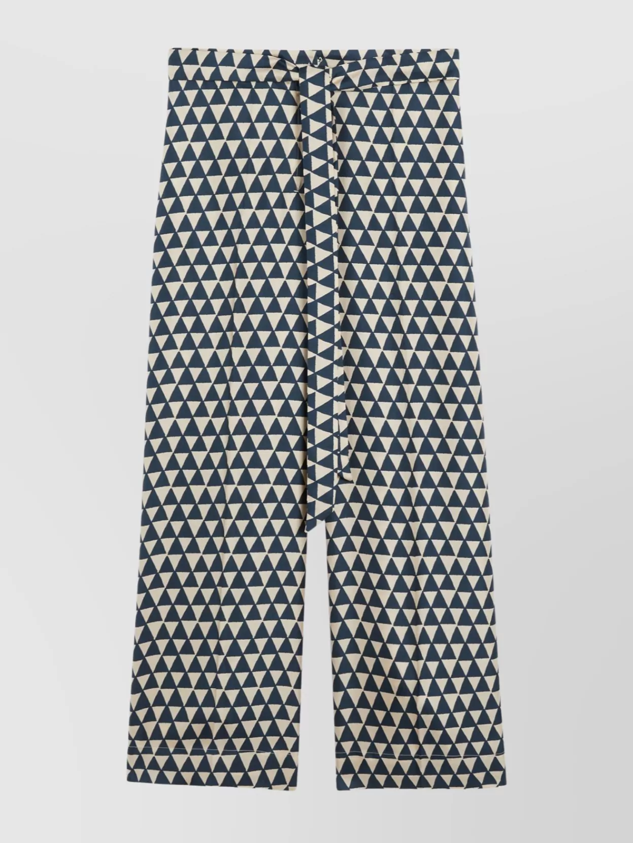 Max Mara Triangle-pattern Silk Trousers In Blue