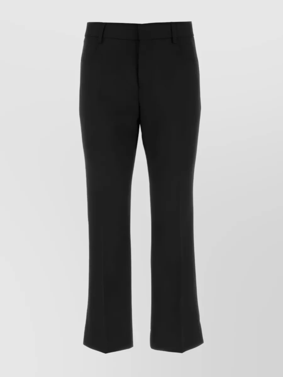 Shop Ami Alexandre Mattiussi Cropped Flared Wool Trousers In Black
