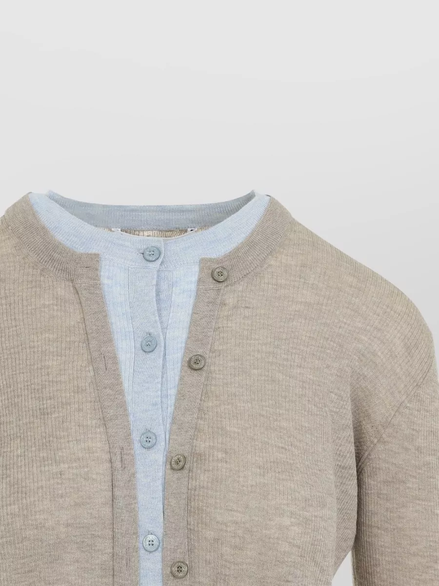 Acne Studios Silk Wool Layered Long-Sleeve Cardigan