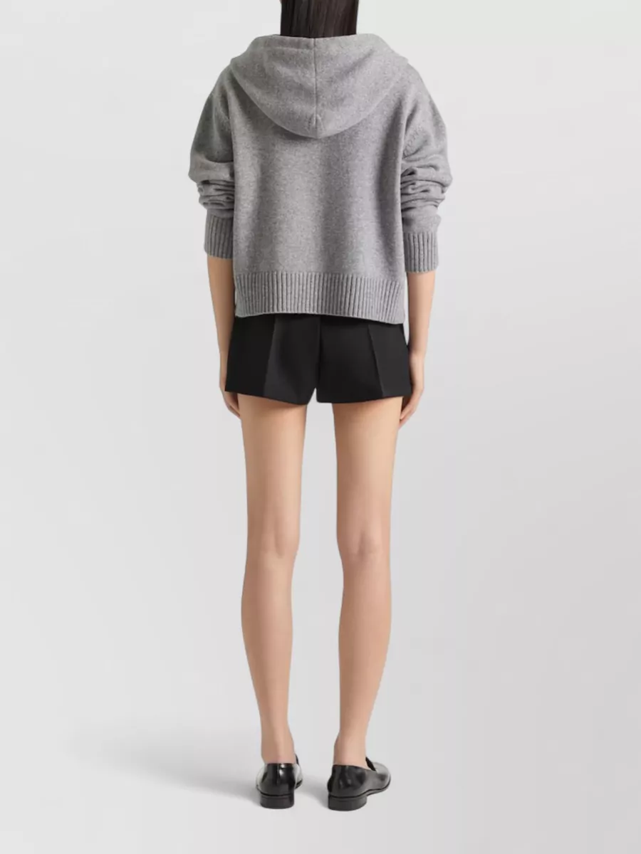 Givenchy Hooded Zip Cardigan Ribbed Cuffs Hem