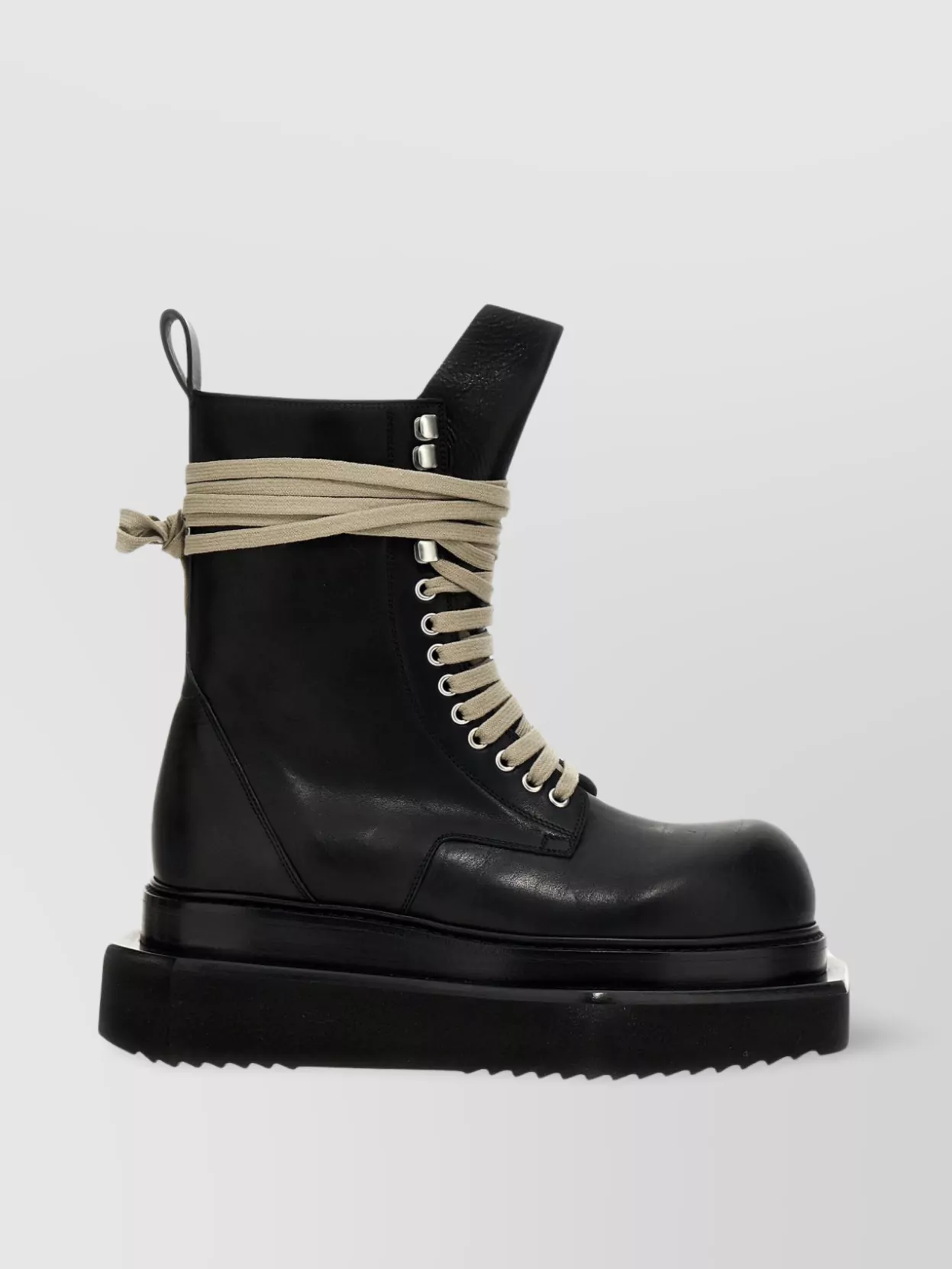 Rick Owens 'round Toe Platform High-top Pull Tab Boots' In Black
