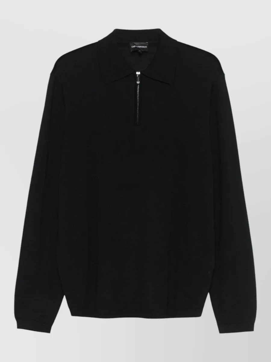 Emporio Armani Virgin Wool Long-Sleeve Polo Jumper