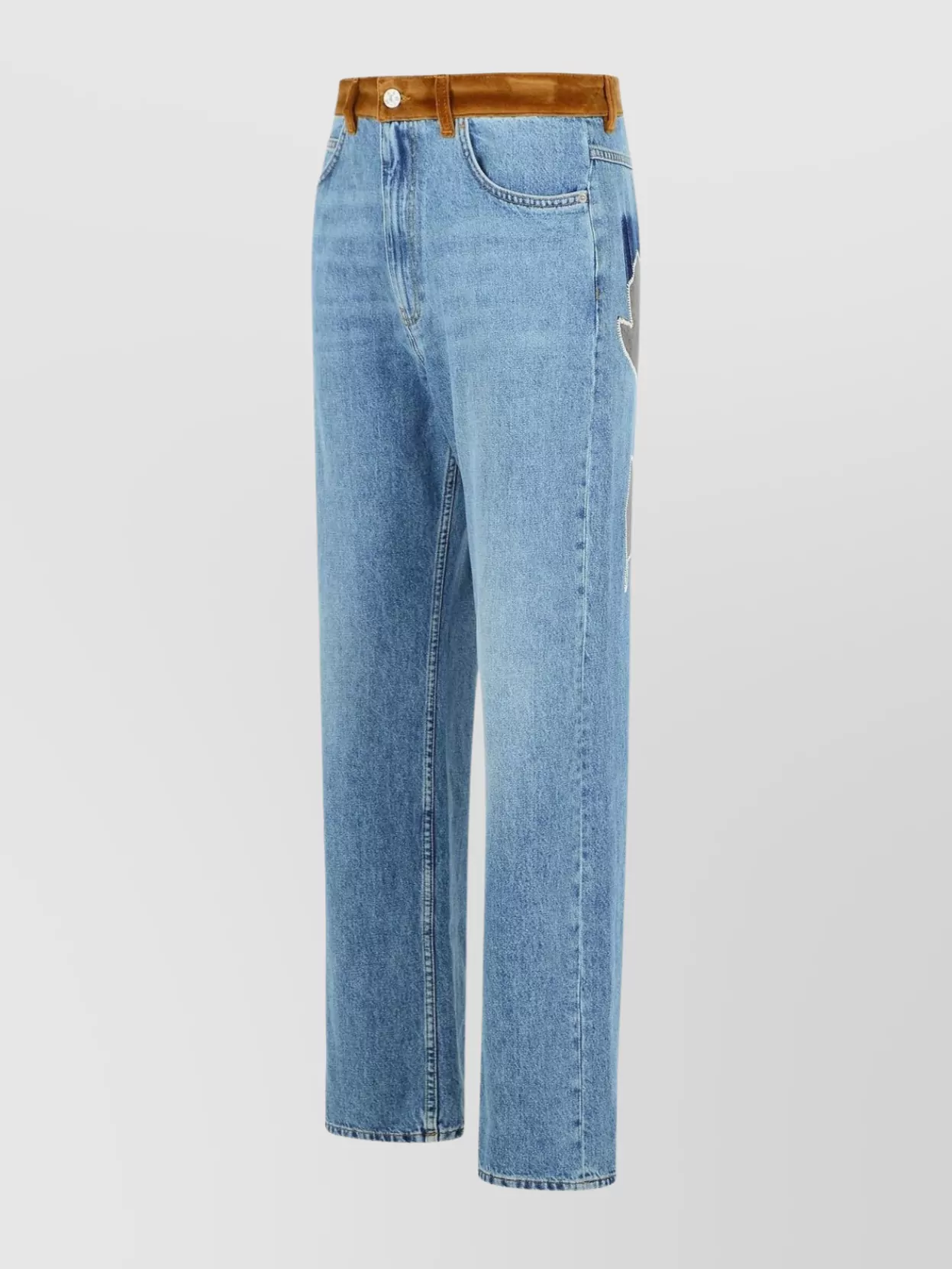 Marni Denim Trousers With Floral Patch Detail