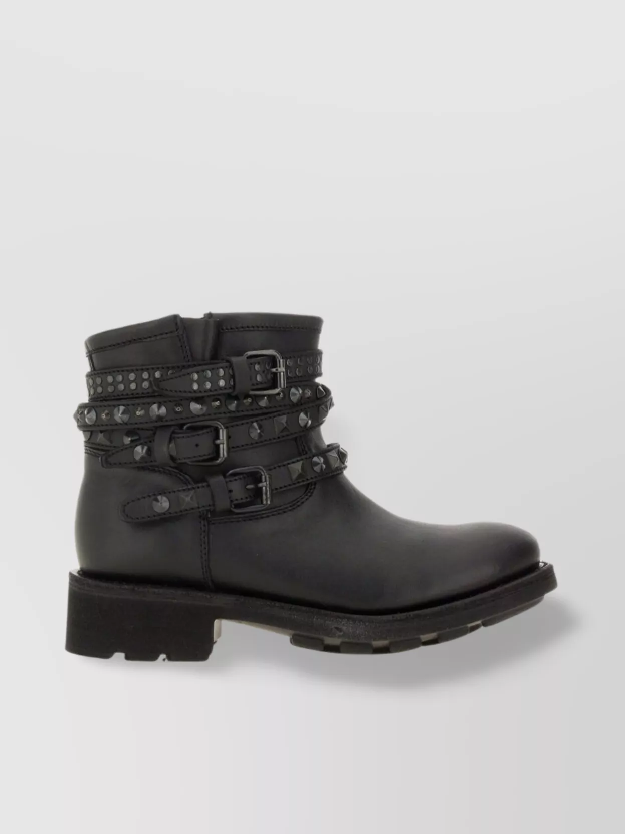 Ash Chunky Sole Ankle Boot With Studded Accents