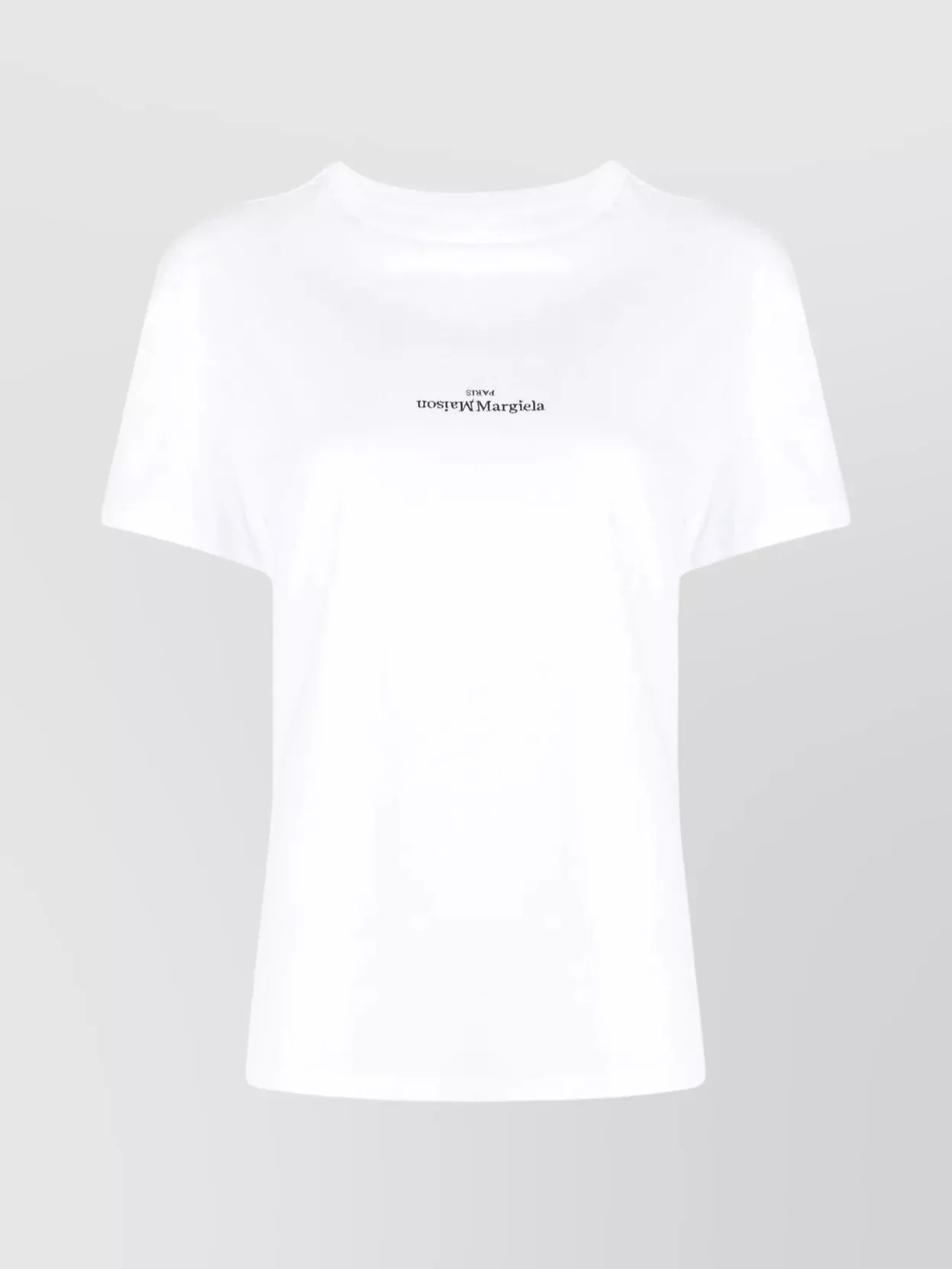Shop Maison Margiela Logo Distort Crew Neck T-shirt With Short Sleeves In White