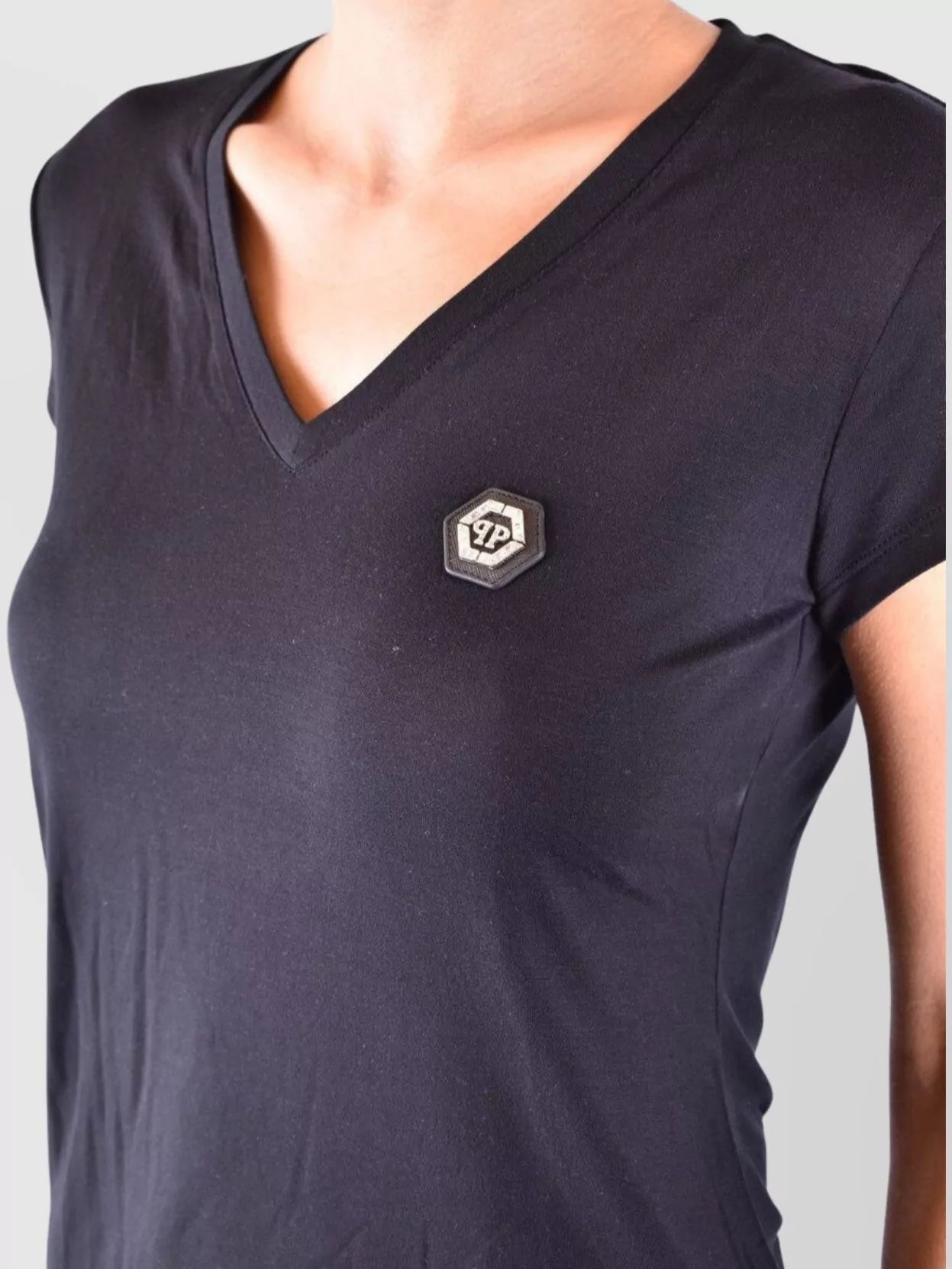 Philipp Plein V-Neckline Short Sleeves Plain Design