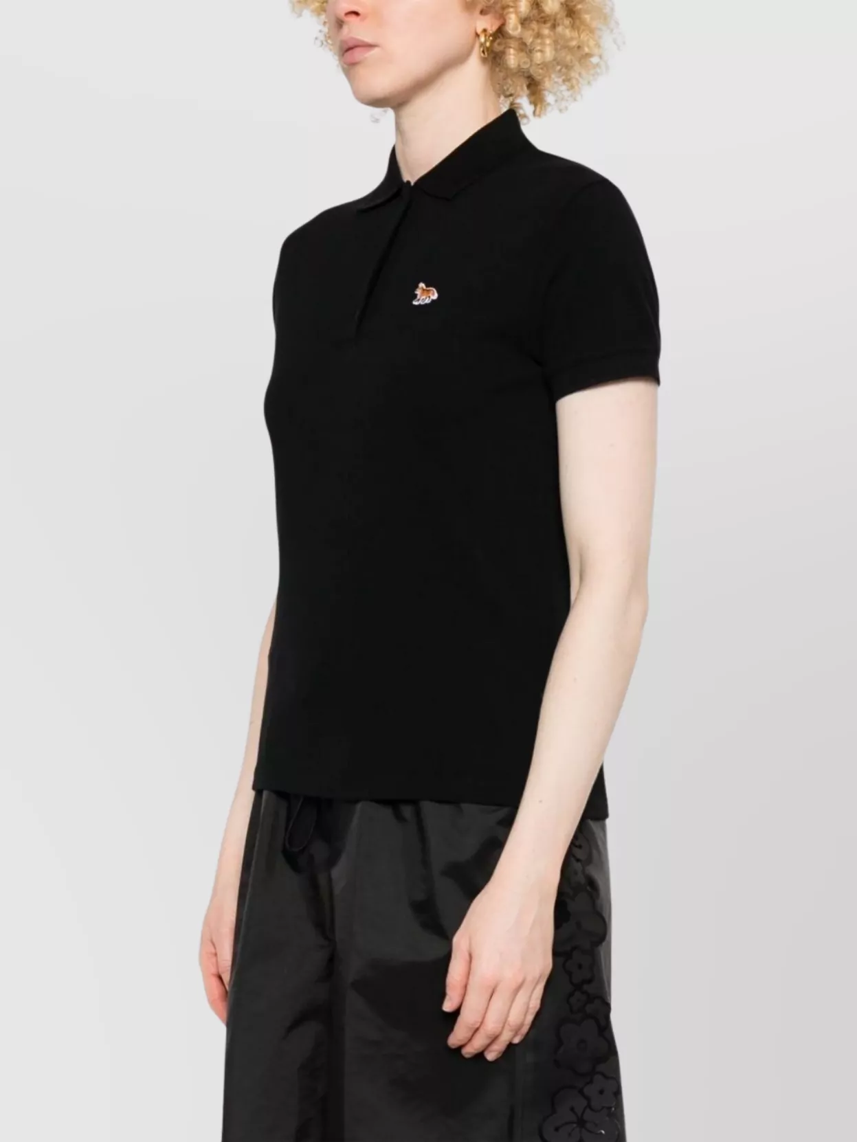 Maison Kitsuné Ribbed Collar Short Sleeves Top Straight Hem