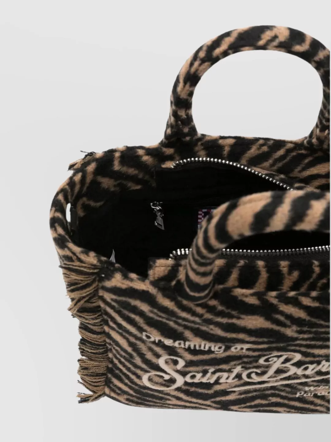 Mc2 Saint Barth Animal Print Tote Bag With Fringe Handles