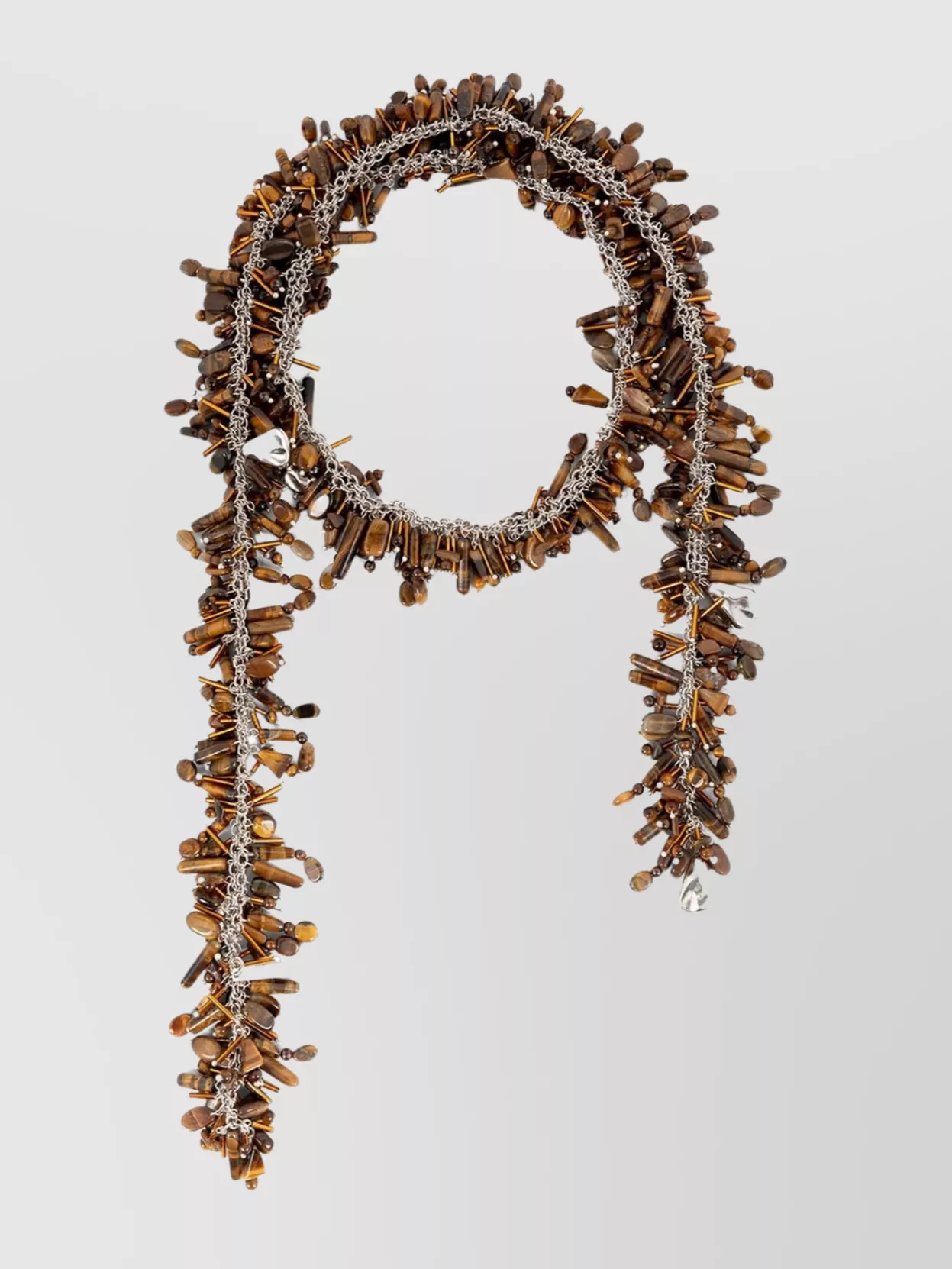 Dries Van Noten Adjustable Beaded Multi-strand Necklace In Brown