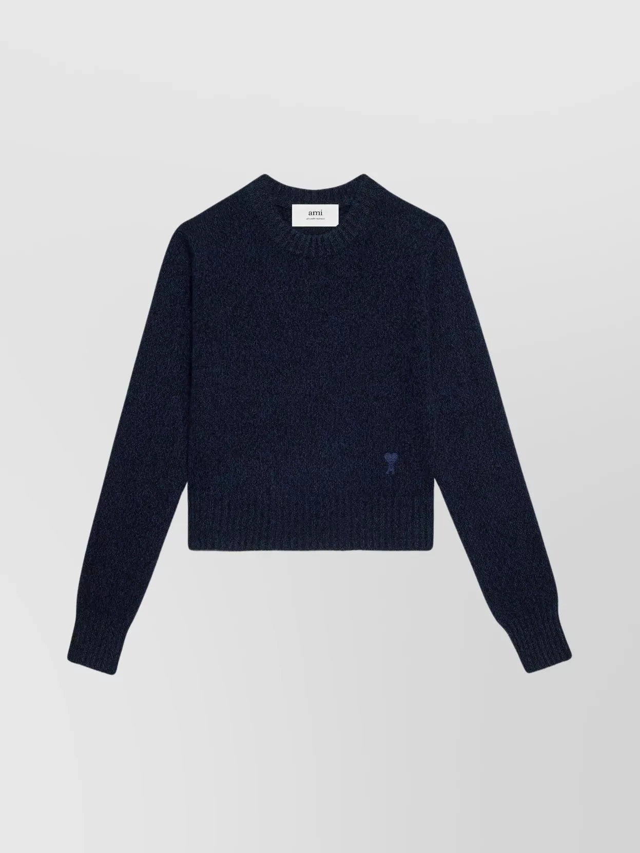 Shop Ami Alexandre Mattiussi Textured Wool-cashmere Knit Crewneck In Black