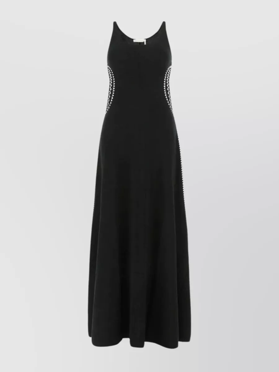 Shop Chloé Woolen Flared Hemline Dress In Black