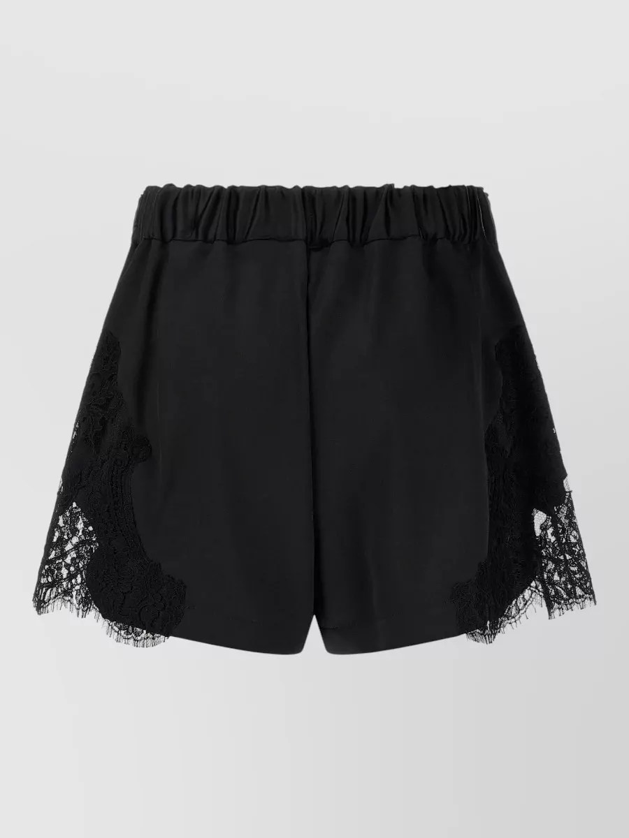 Versace High Waist Shorts Lace Panel Design In Black