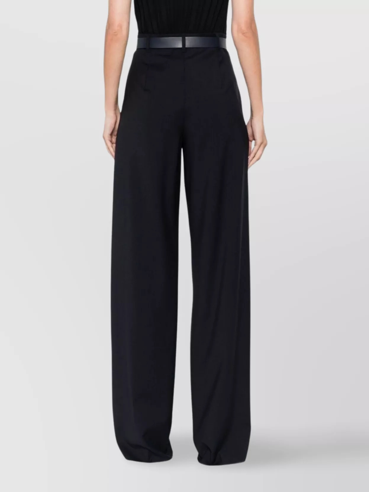 Max Mara High Waist Pleated Trousers With Wide Leg In Black