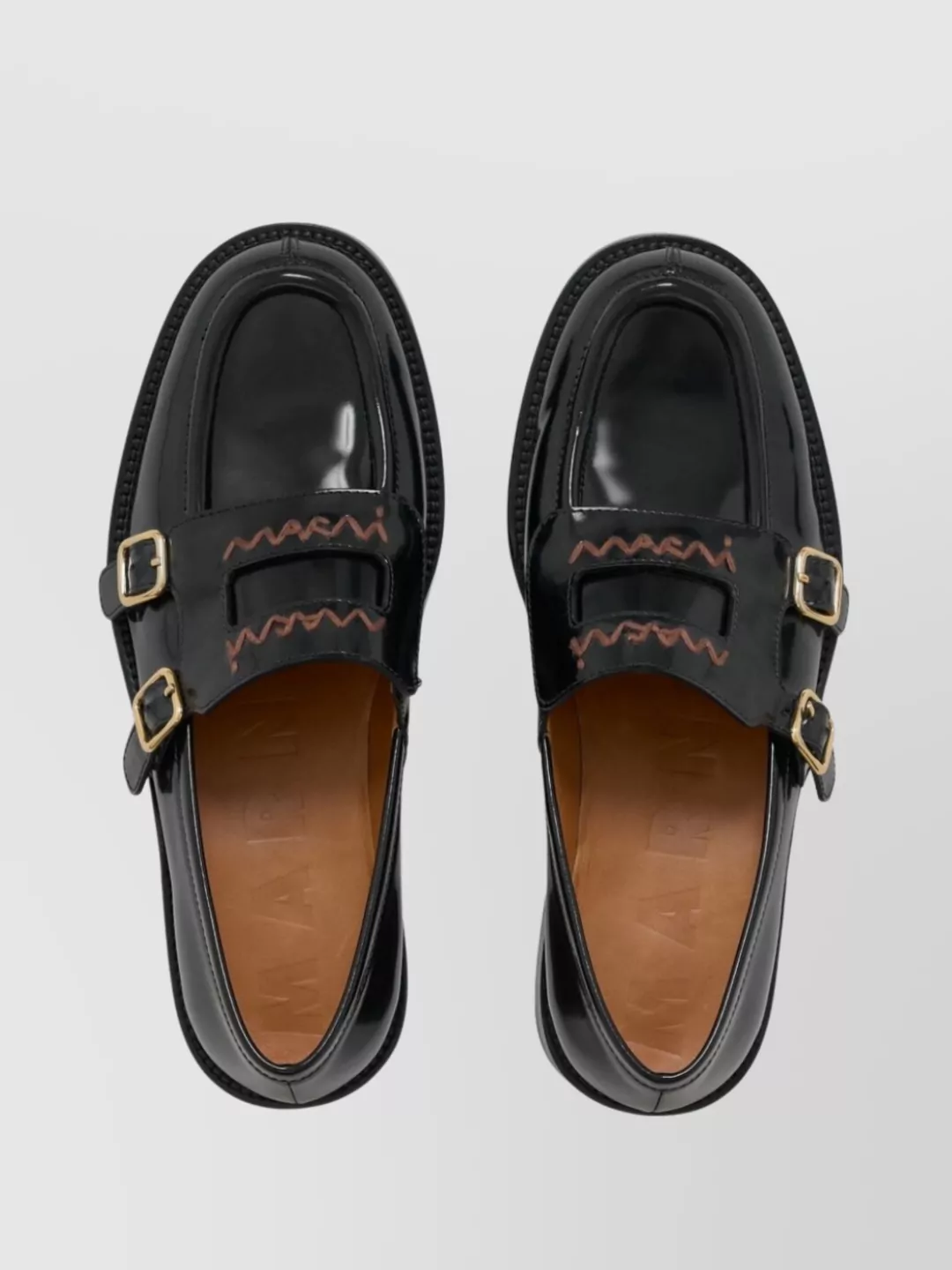 Marni Buckle Detail Leather Moccasins