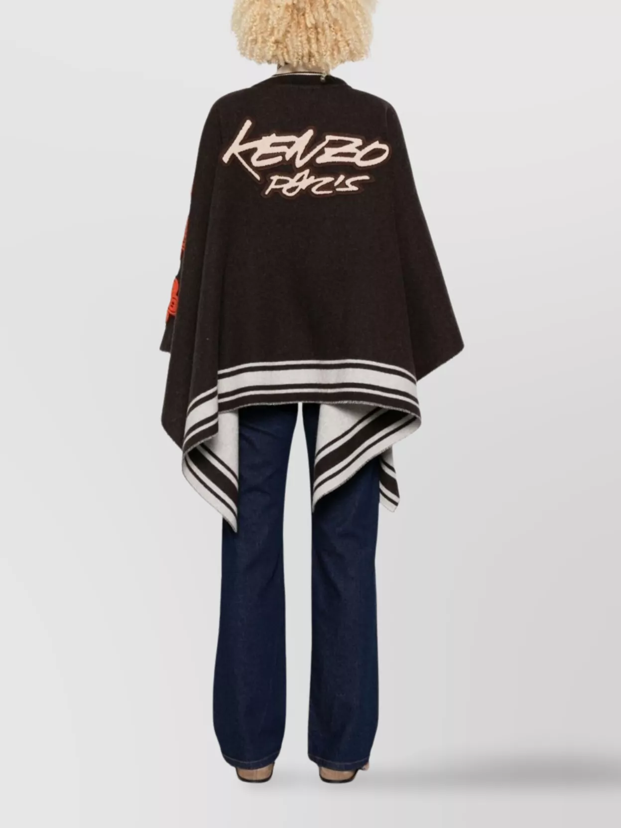 Kenzo Embroidered Floral Collar Striped Hem Jackets