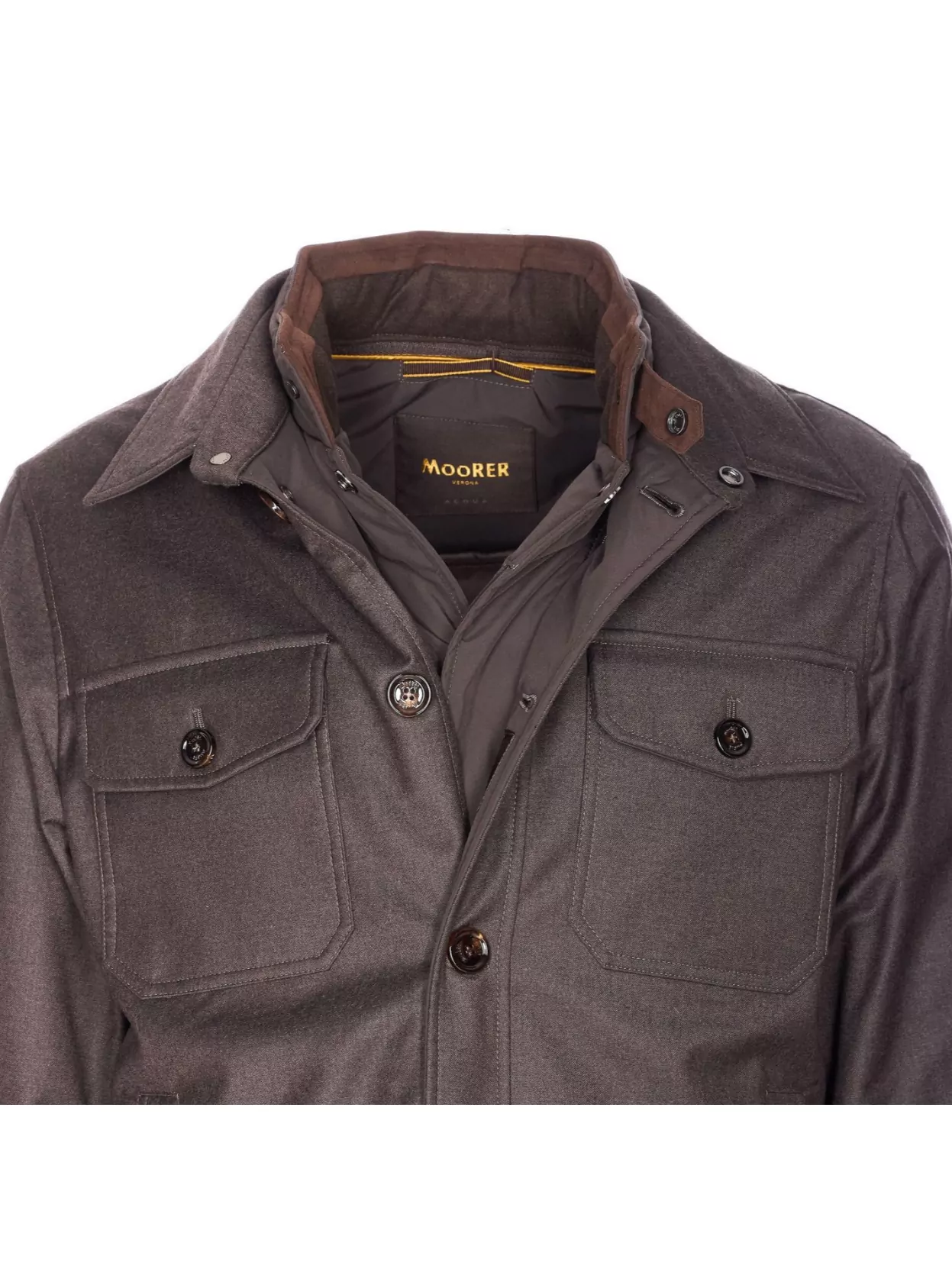 Moorer High Neck Long Sleeve Padded Blazer