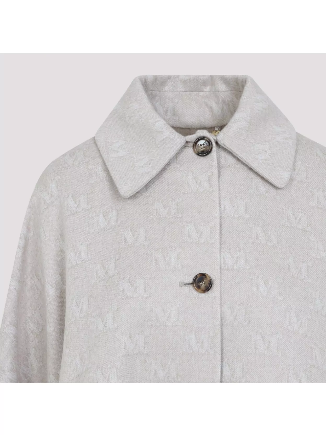 Max Mara Relaxed Silhouette Cape Coat With Embossed Pattern In White