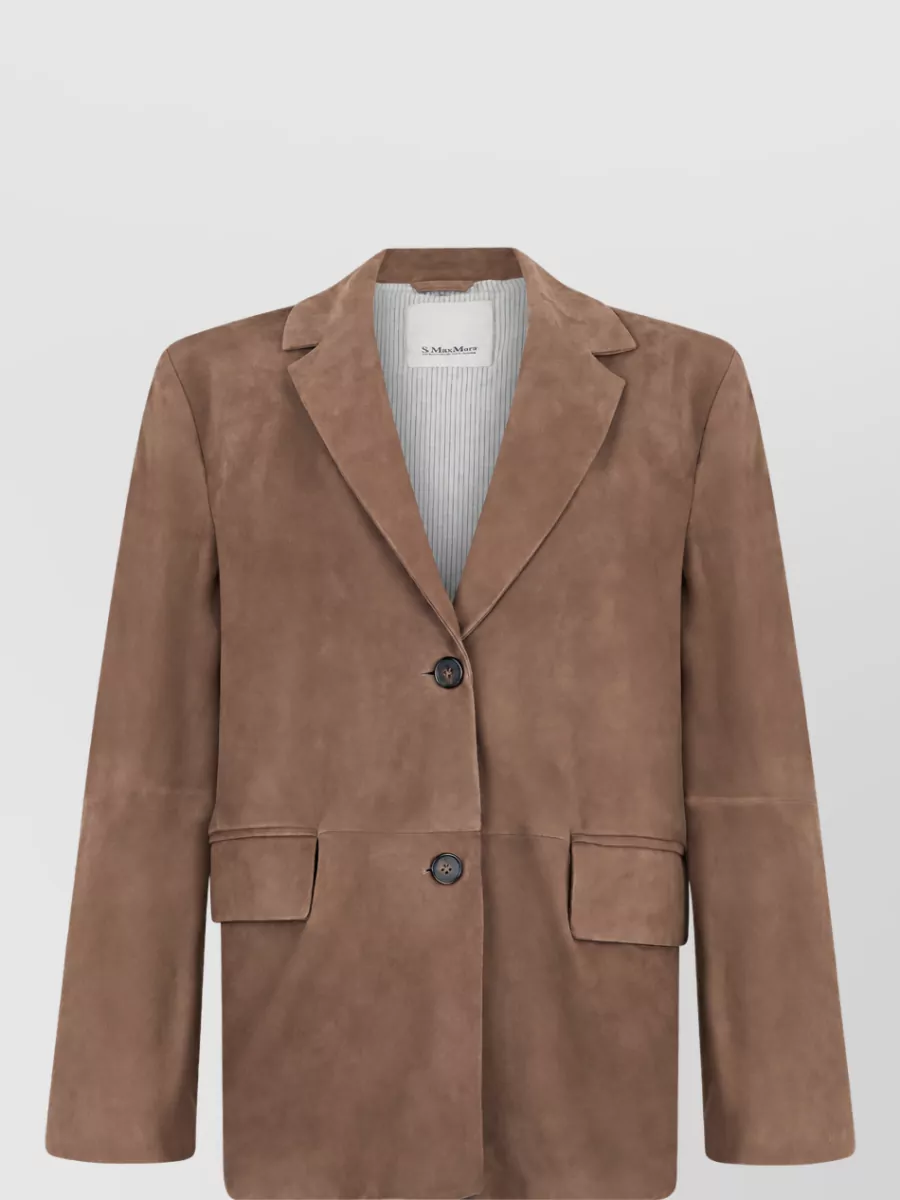 S Max Mara leather single-breasted coat