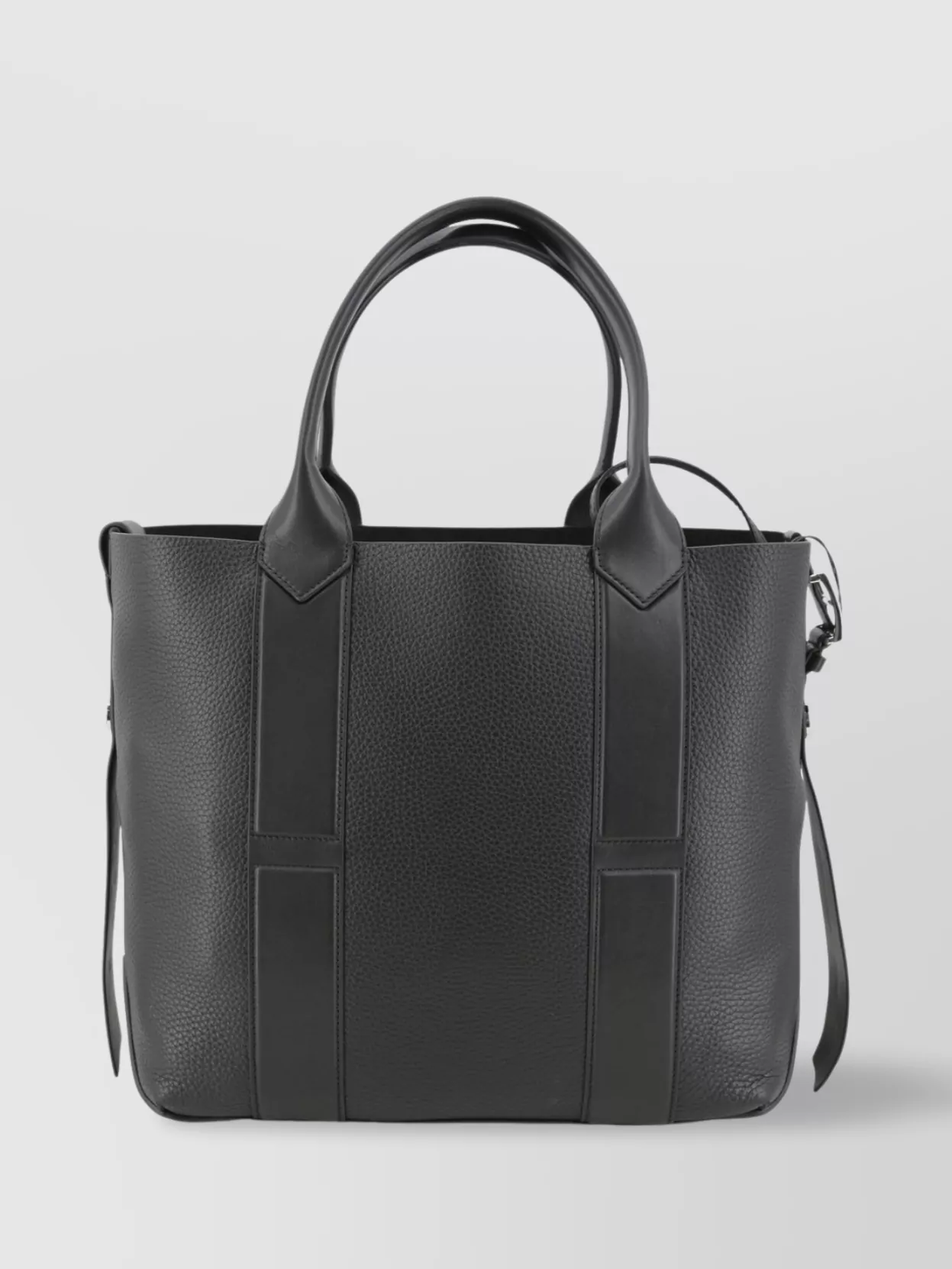 Hogan Leather Shopping Bag With Adjustable Strap And Front Handle