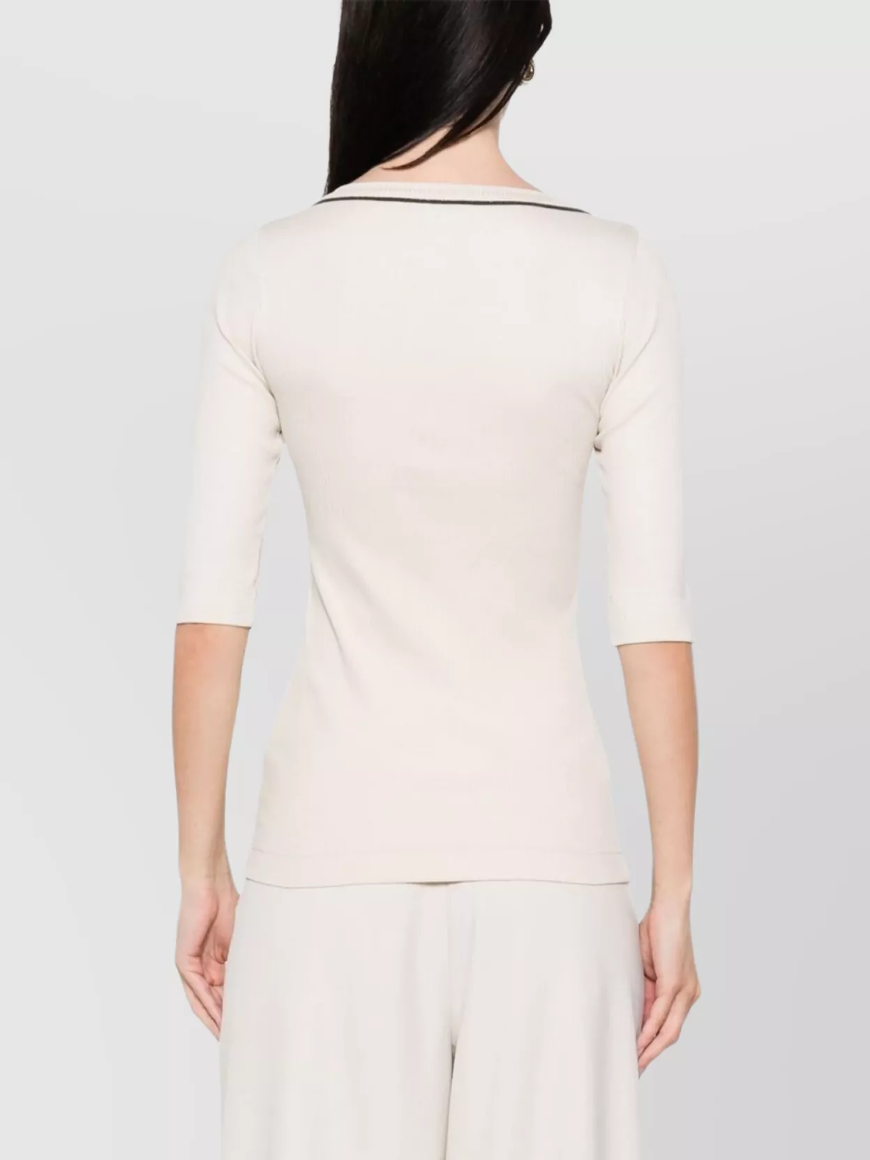 Brunello Cucinelli Ribbed V-Neck 3/4 Sleeves Knitwear