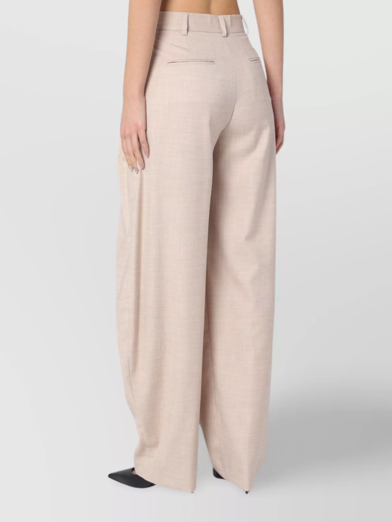 The Andamane Wide Leg Pleated Trousers With Pockets And Belt Loops In Neutral