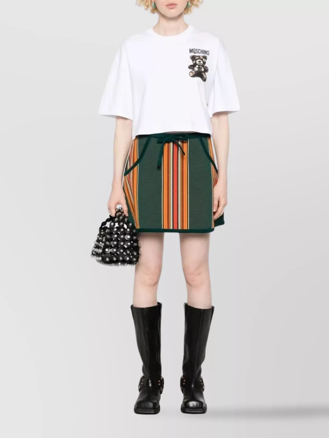 Moschino Cropped T-shirt With Playful Teddy Bear Design