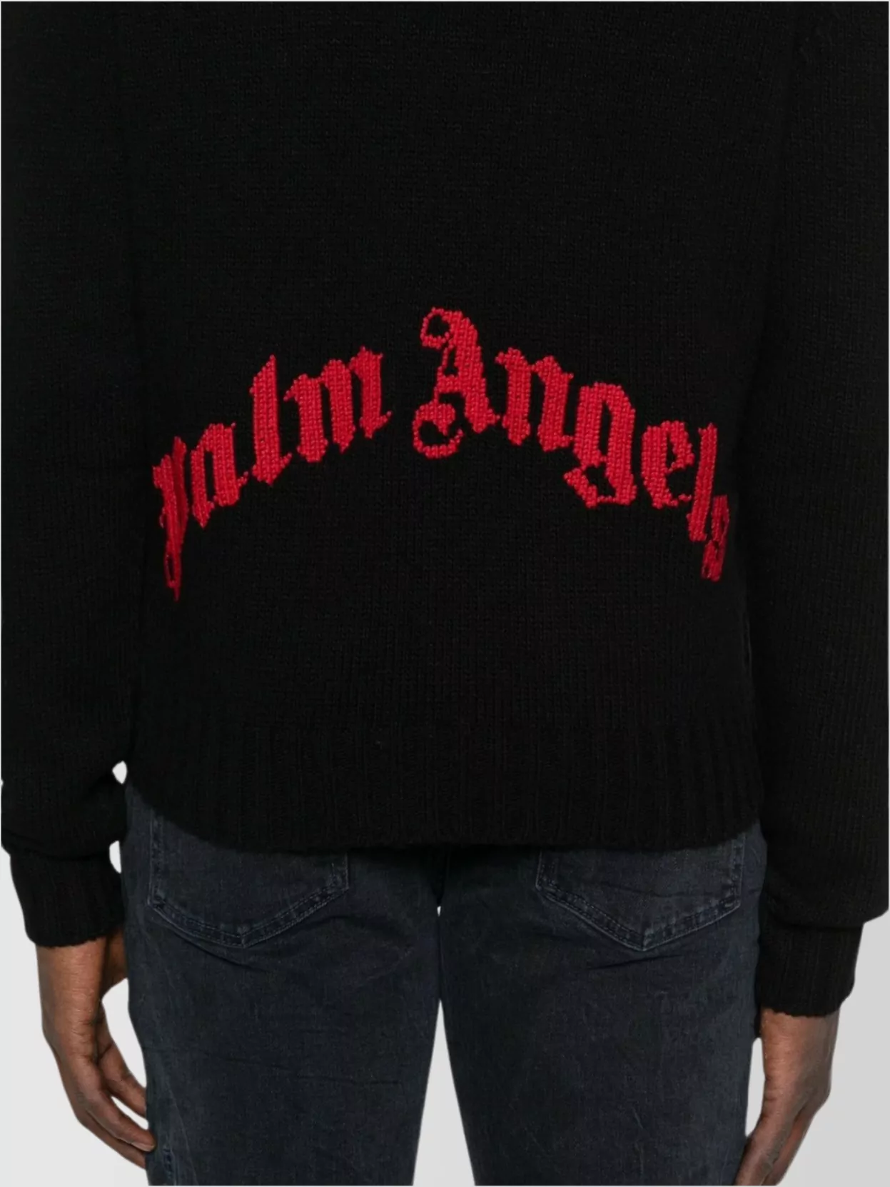 Palm Angels Crew Neck Long Sleeve Ribbed Sweater
