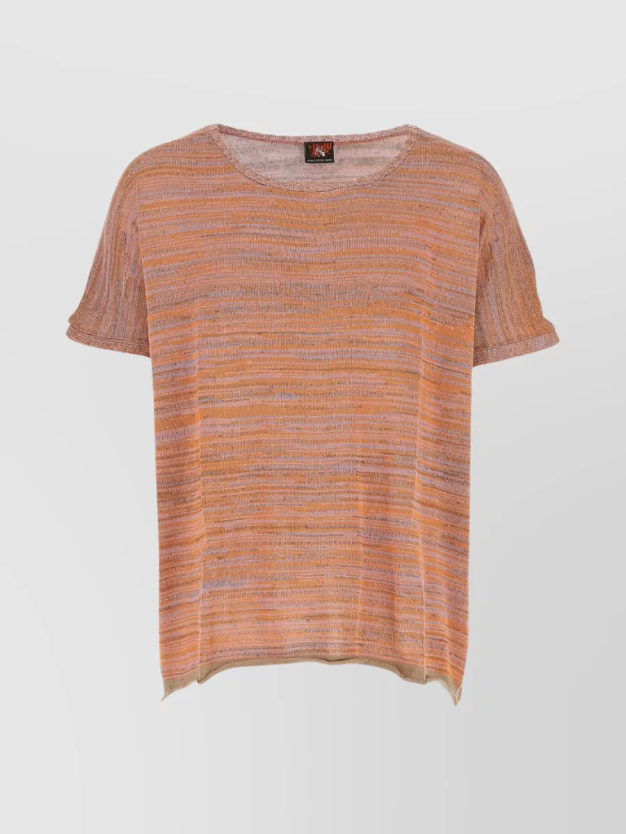Shop Vitelli Striped Embroidery Oversized Knit T-shirt In Pink