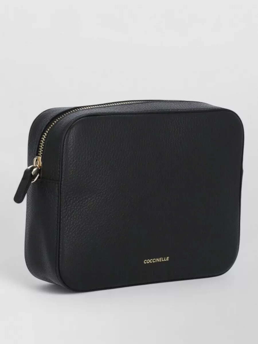 Coccinelle Leather Shoulder Bag Textured Logo Strap