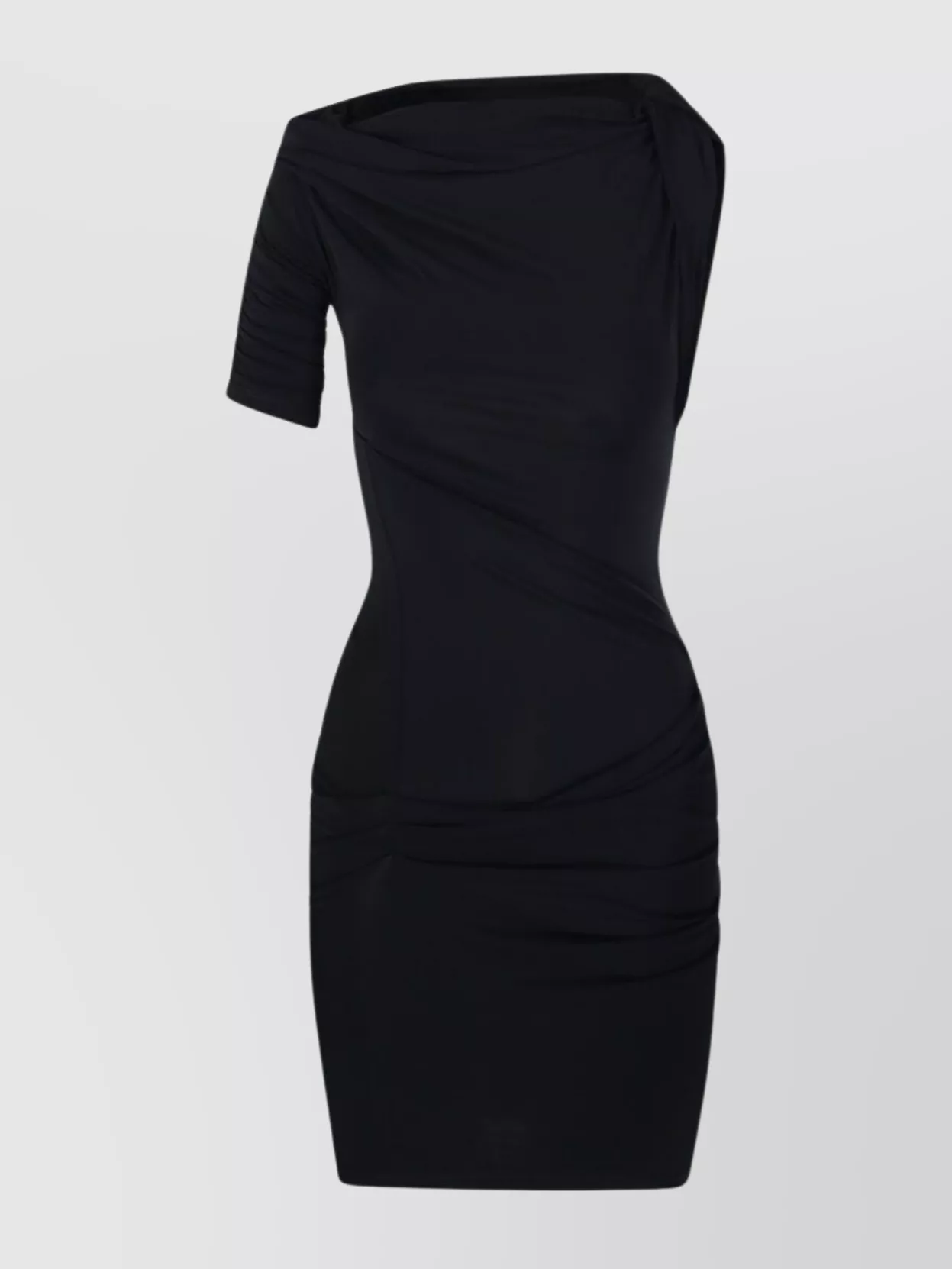 Jacquemus Draped One Shoulder Mini Dress In Black