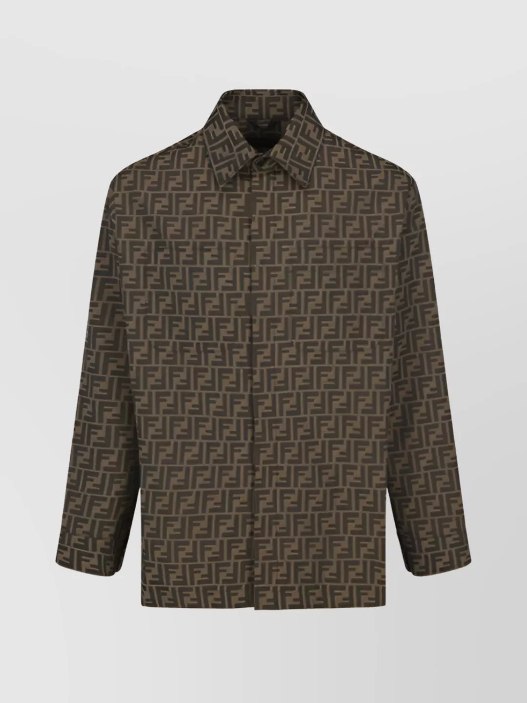 Fendi Monogram-pattern Shirt Jacket In Braun