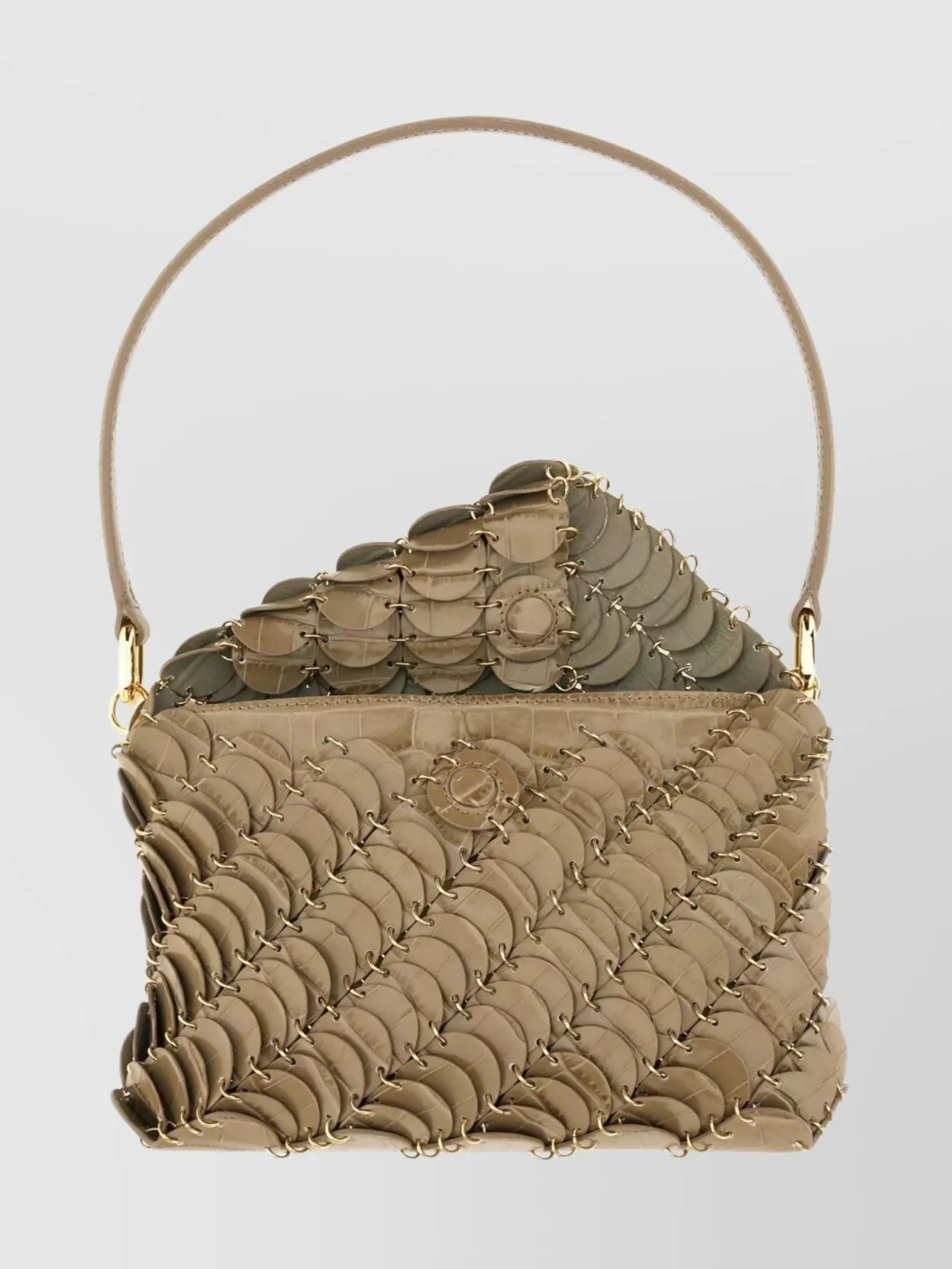 Paco Rabanne Textured Shoulder Bag Gold-Tone Hardware