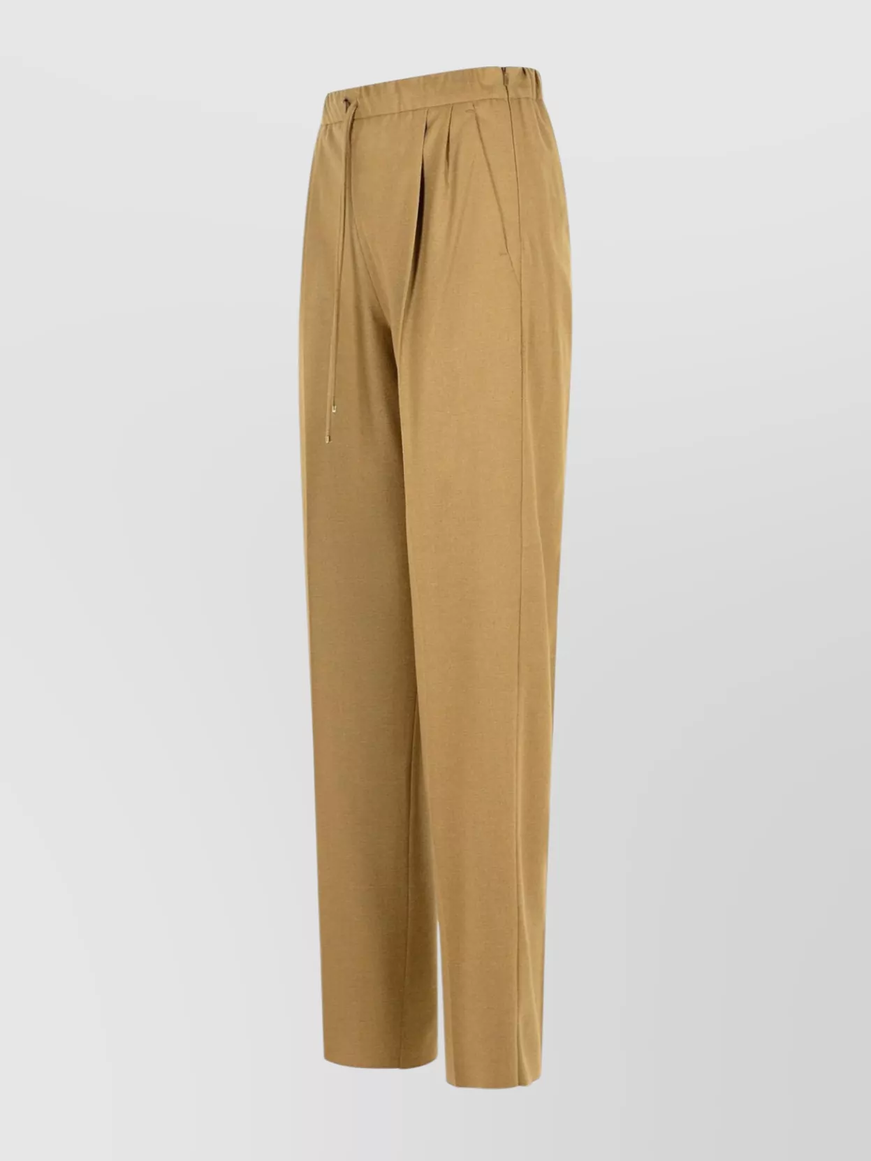 Max Mara Cashmere Drawstring Trousers Pleated Front In Brown