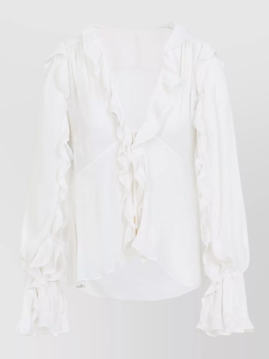 Alberta Ferretti Creponne Shirt Acrylic Silk Blend Ruffles